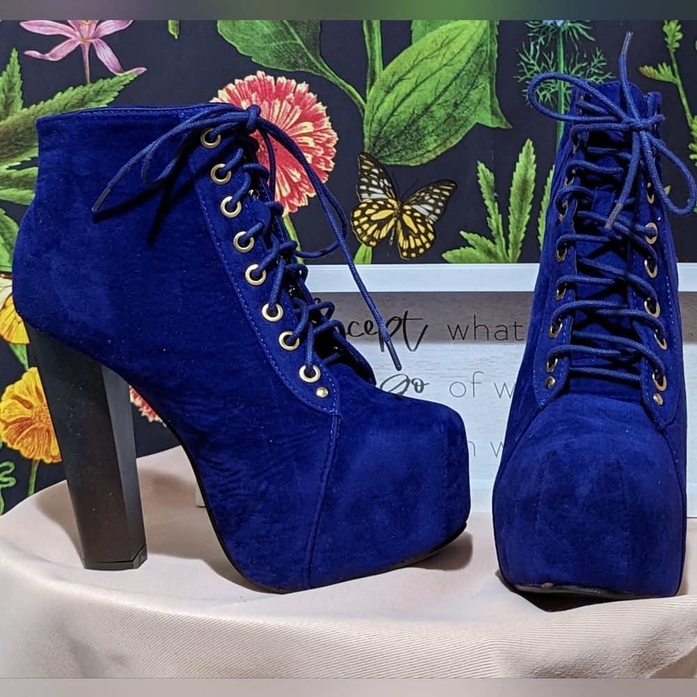 Royal Blue Lace Boots